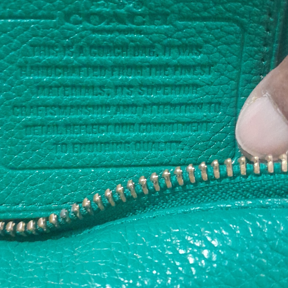 Coach Emerald Green Pebbled Leather Shoulder Bag - Picture 10 of 10